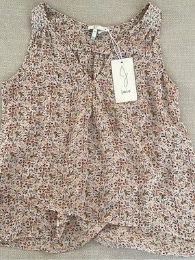 Joie Floral Sleeveless V-Neck Camisole in Blush and Brown
